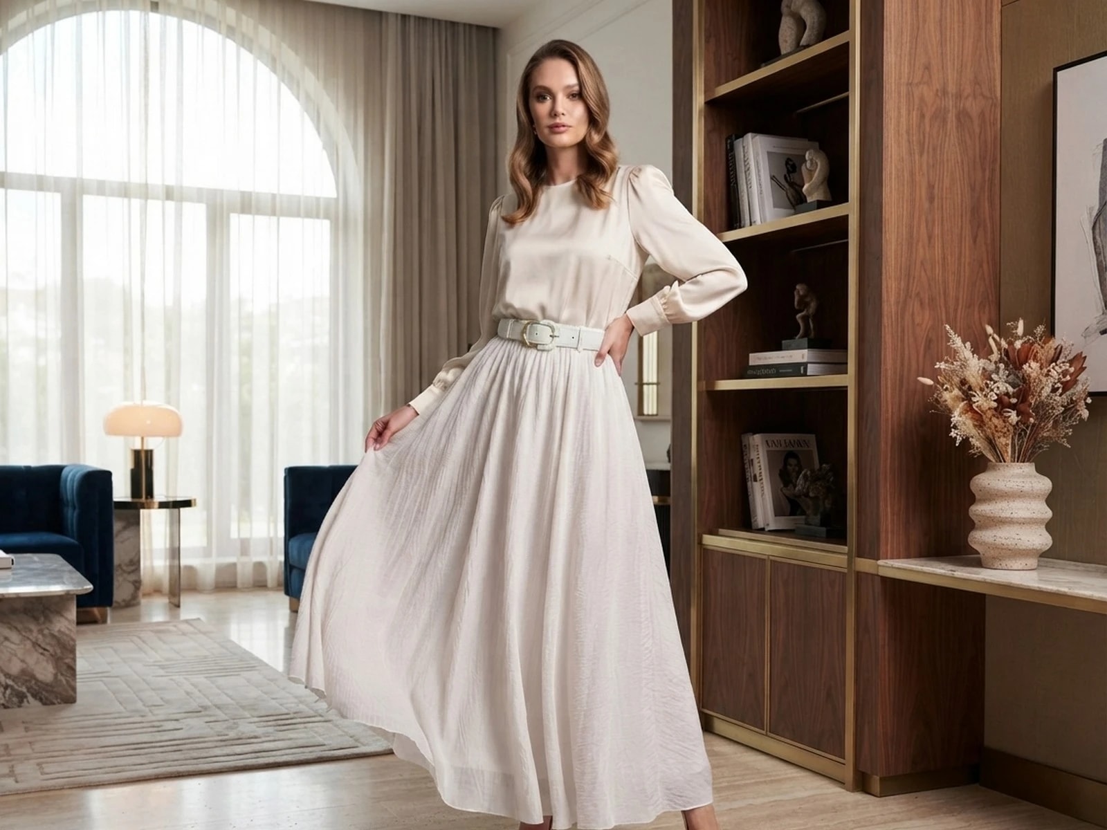 Harmy Fabric Belted Skirt