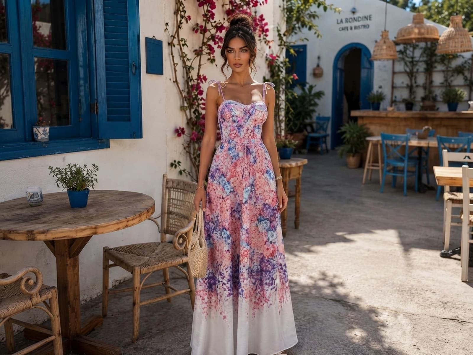 Patterned Dress with Belt Detail