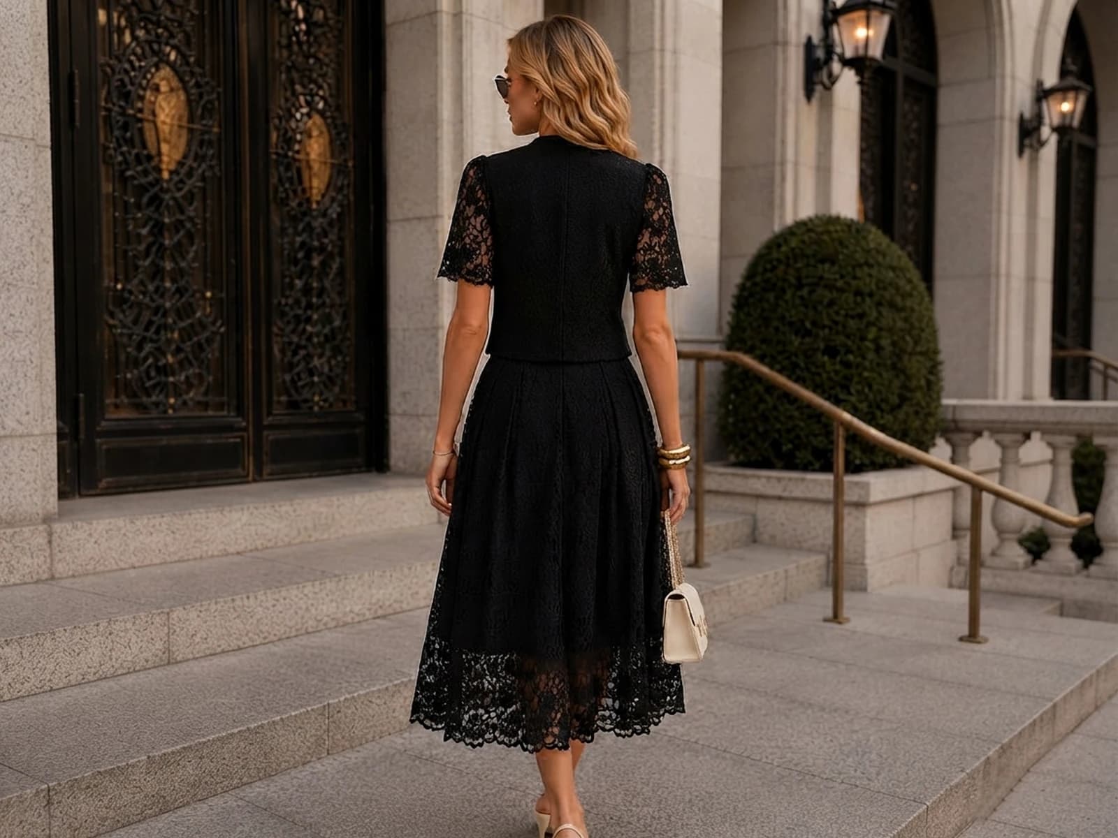Imported Lace Set with Rhinestone Details