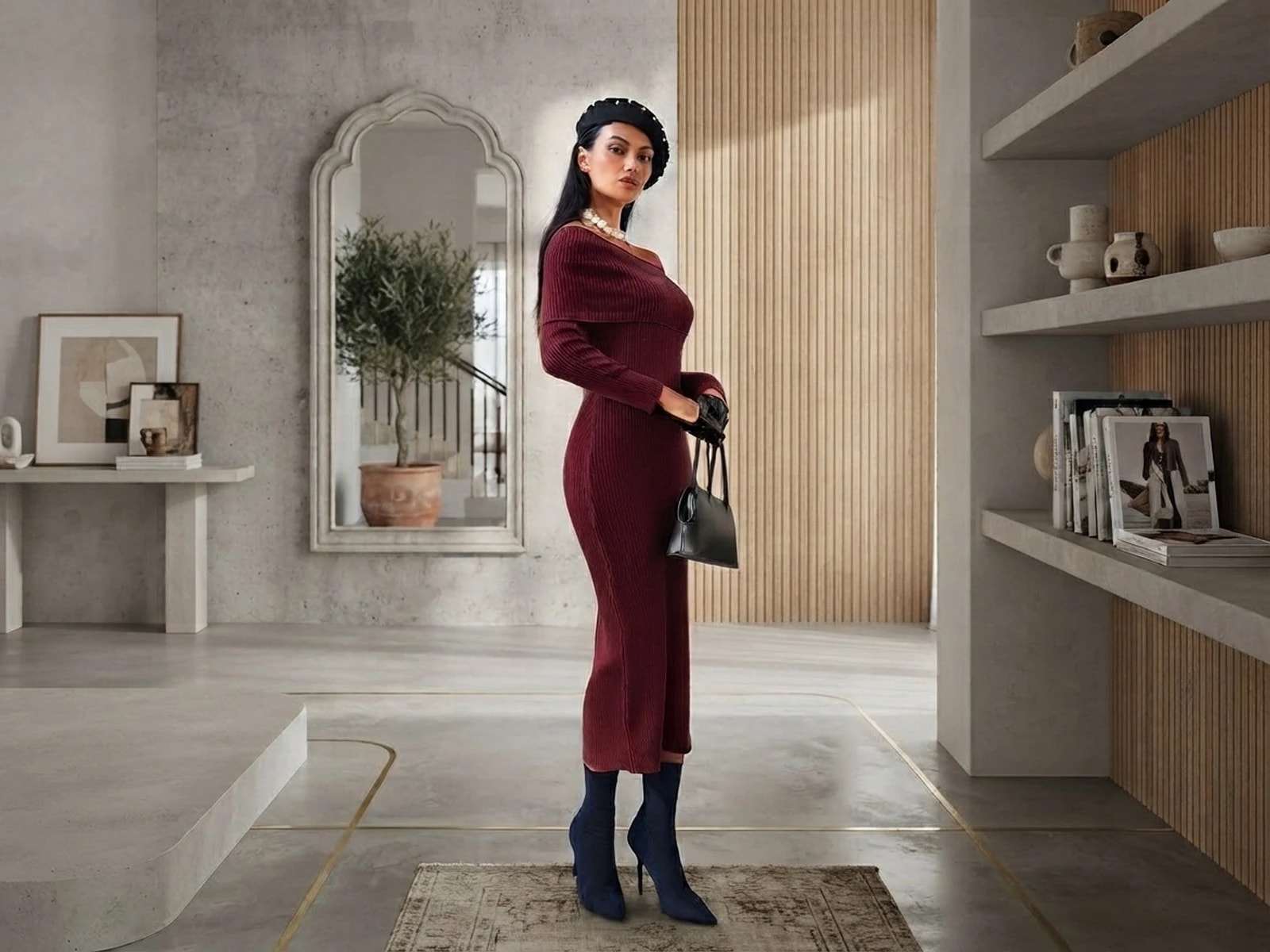 Off-Shoulder Knit Dress