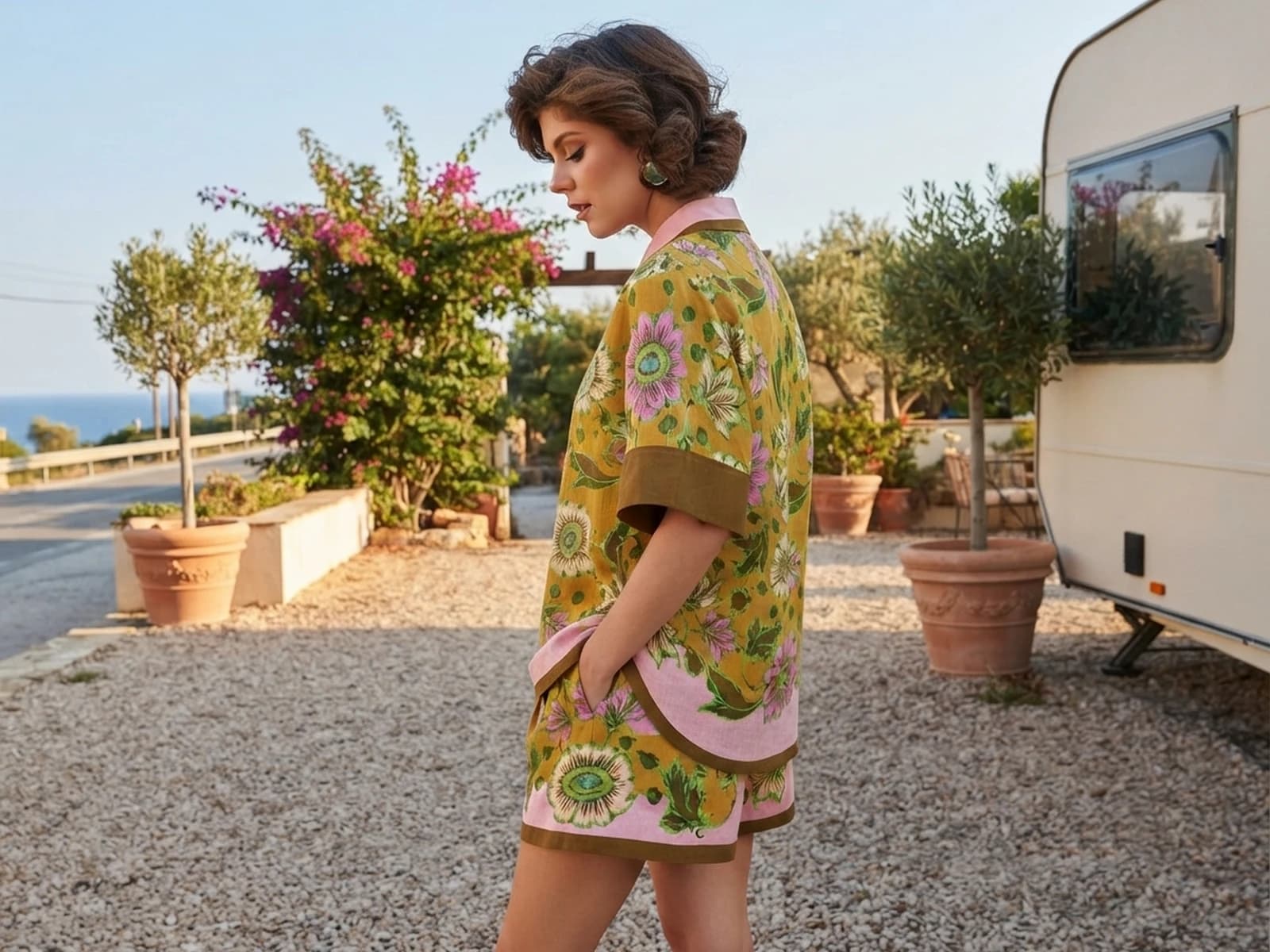 Linen Fabric Shorts Set