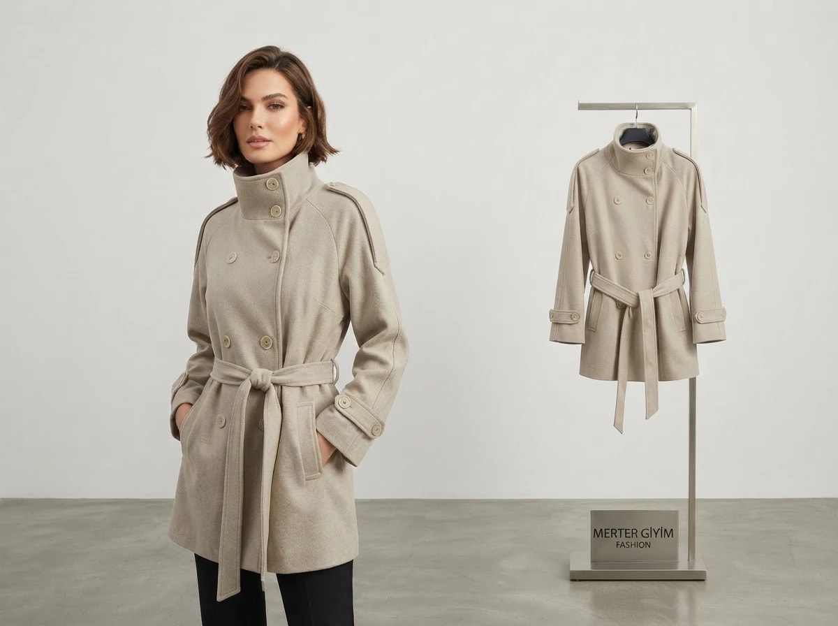 Double-Breasted Wool-Blend Coat