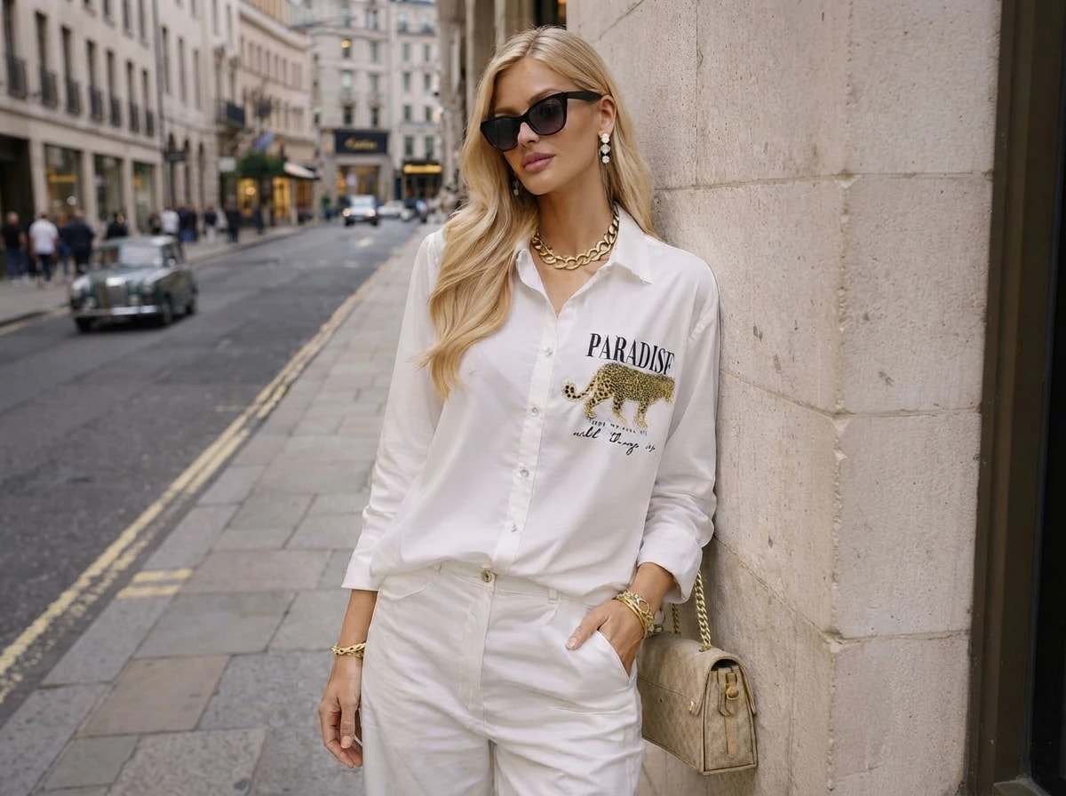 Paradise Printed Rhinestone Shirt