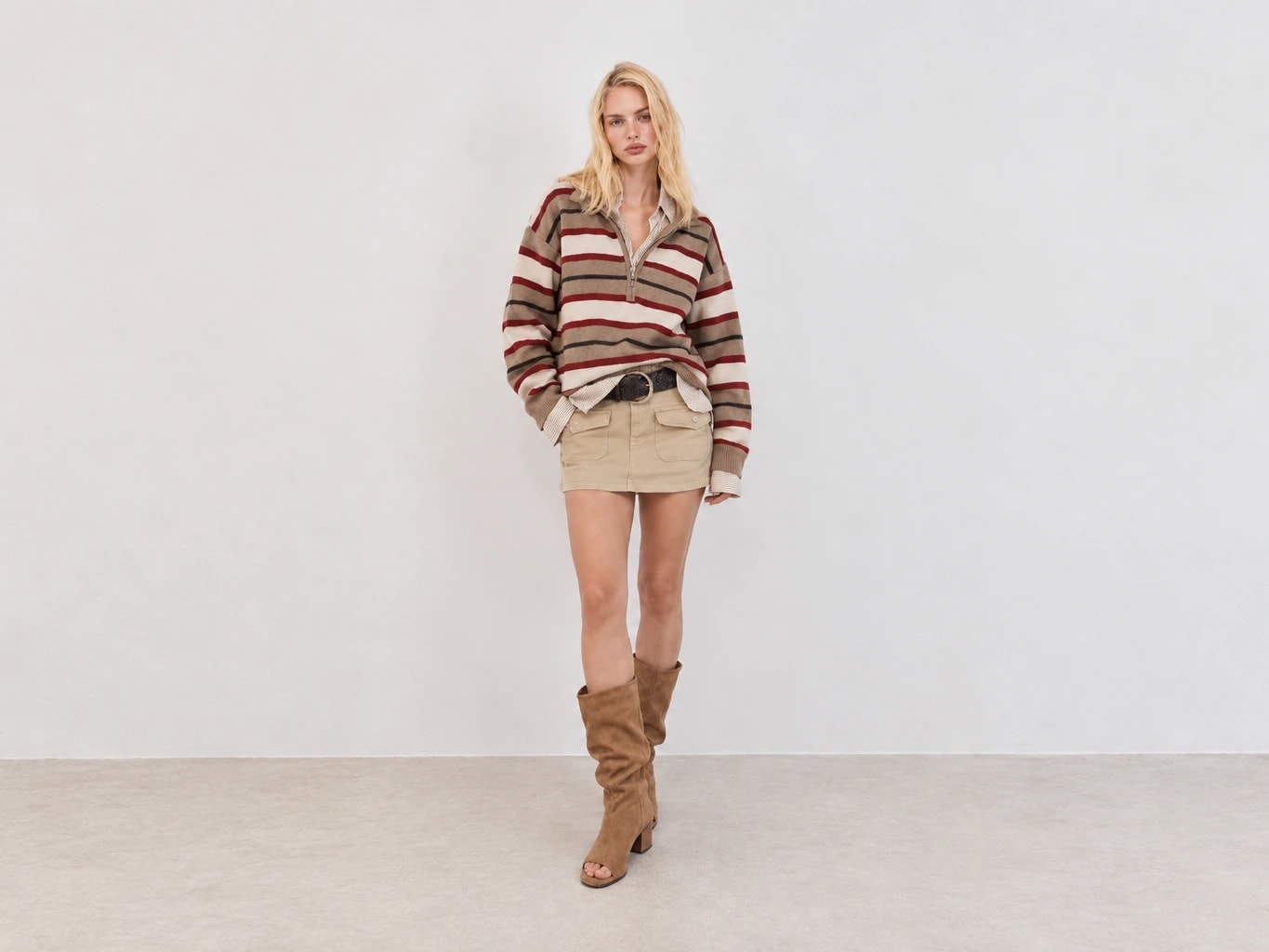 Striped Zip-Up Sweater