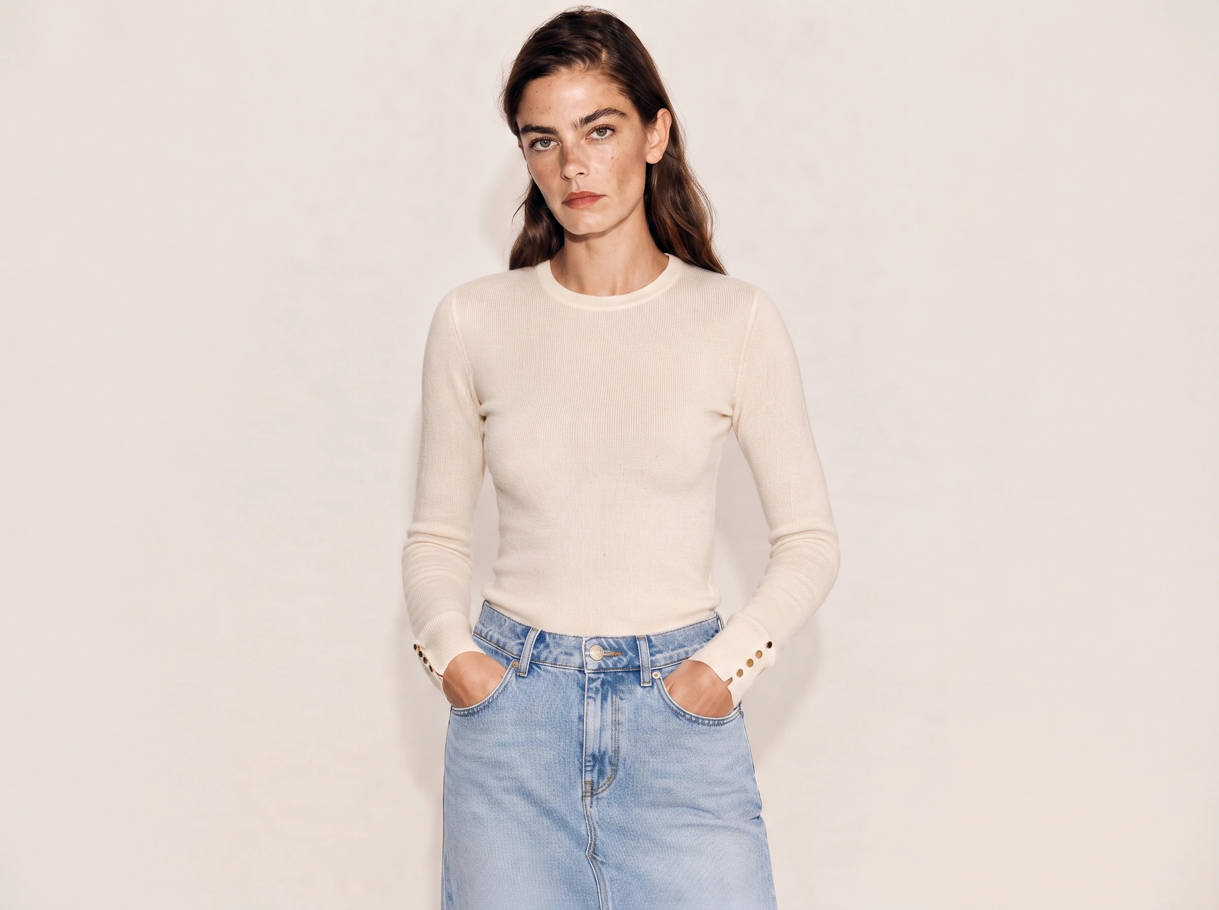 Button-Detail Knit Sweater