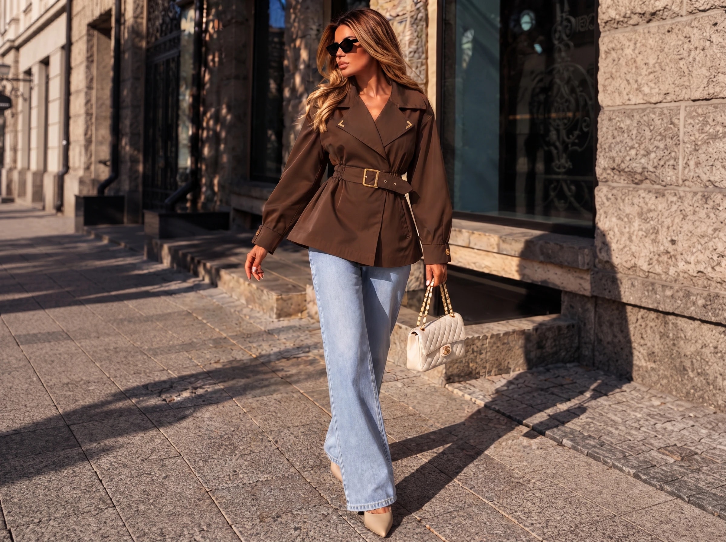 Belt-Detail Trench Coat