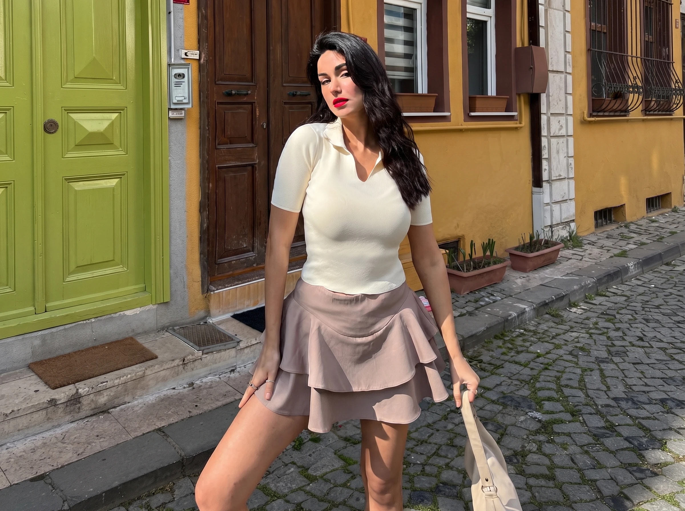 Short-Sleeve V-Neck Knitwear