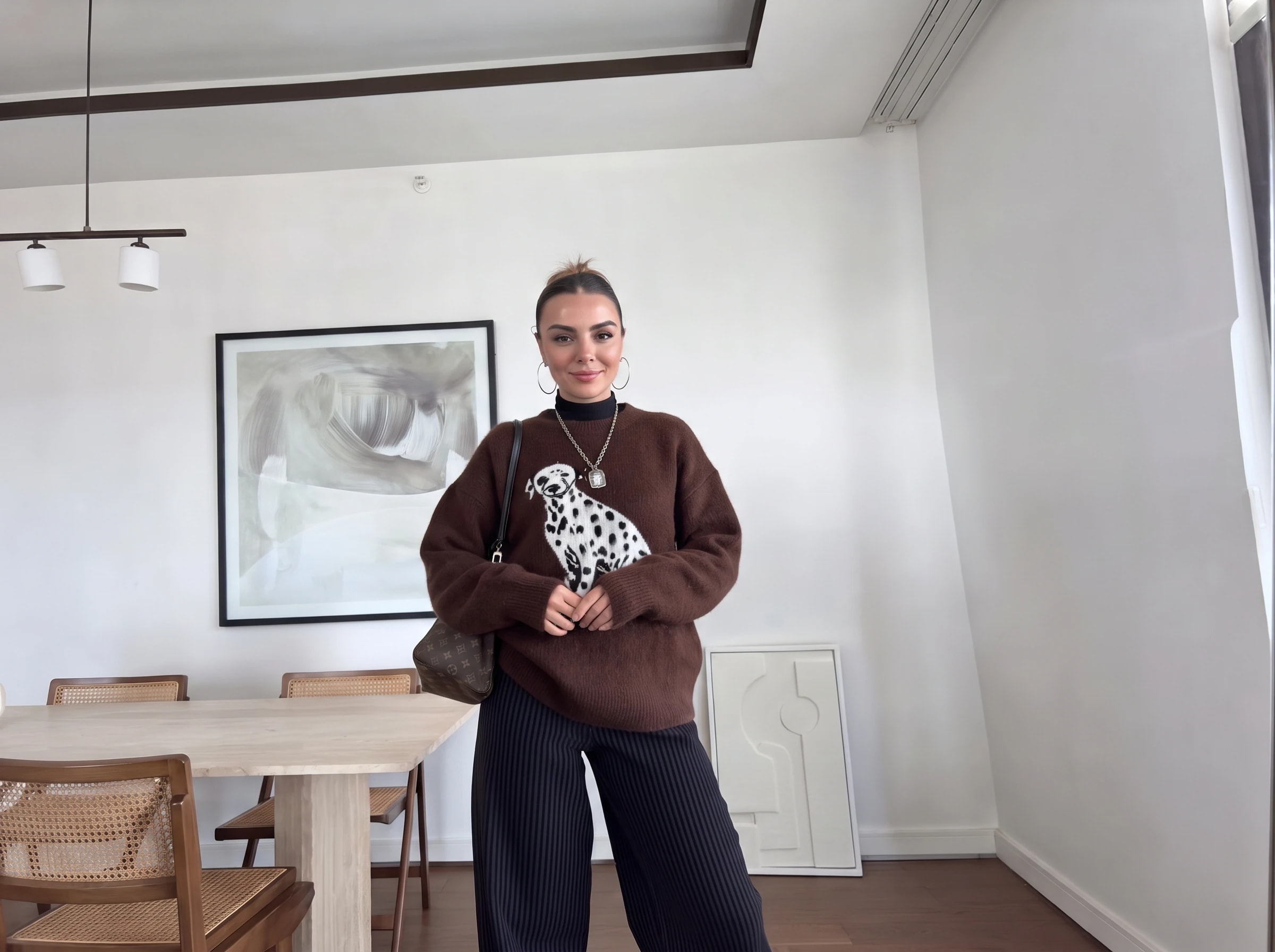Brown Sweater with Dalmatian Detail